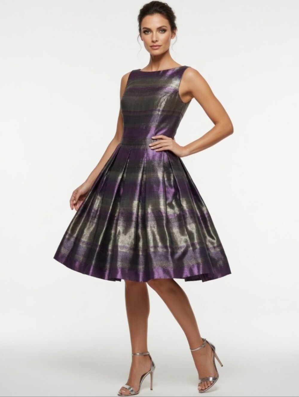 BB Dakota Metallic Purple A-Line Cocktail Dress (SIZE:4)